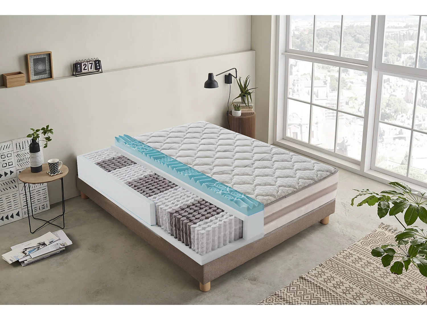 Materac kieszeniowy 80x190 cm - pianka memory - grubość 25 cm - usuwalny 4378609 - obrazek 1