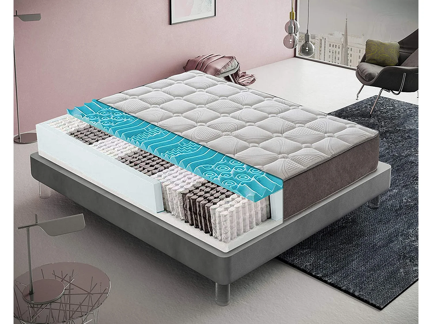 Materac kieszeniowy 160x190 cm - grubość pianki memory 25 cm 4378611 - obrazek 1