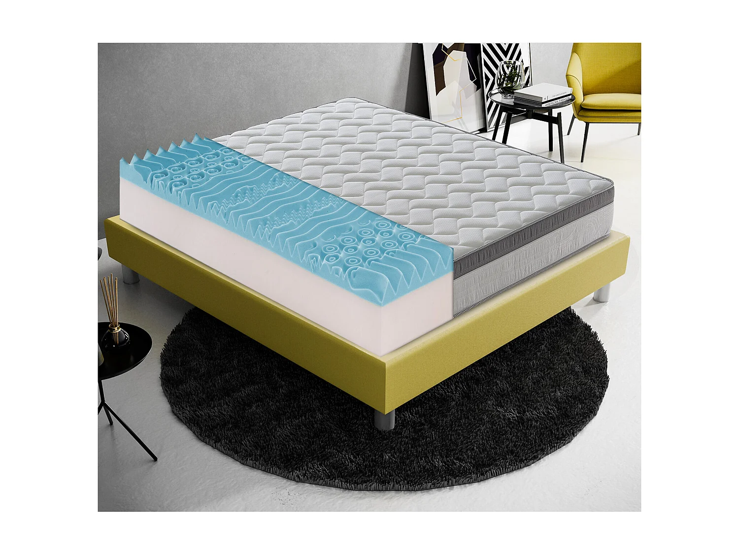 Materac piankowy 160x190 cm - Pianka memory - Grubość 25 cm - Model Plus 4378725 - obrazek 1