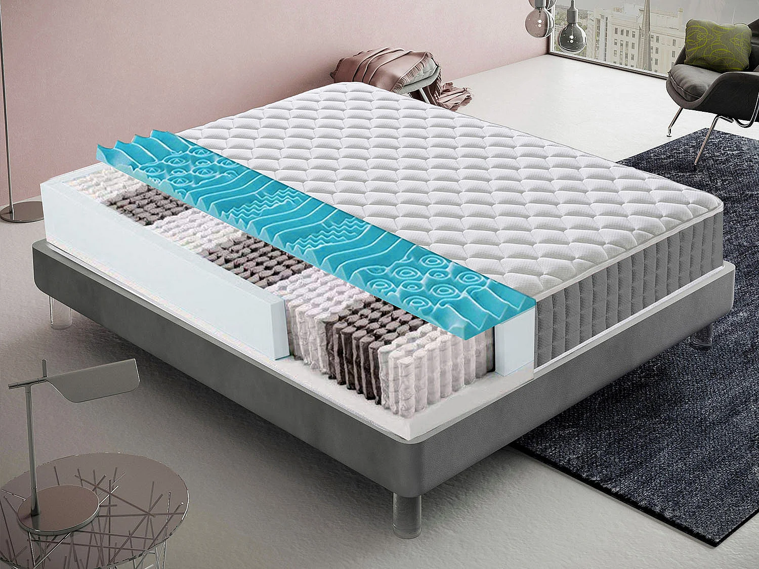 Materac kieszeniowy 140x200 cm - pianka memory - grubość 22 cm 4378771 - obrazek 1