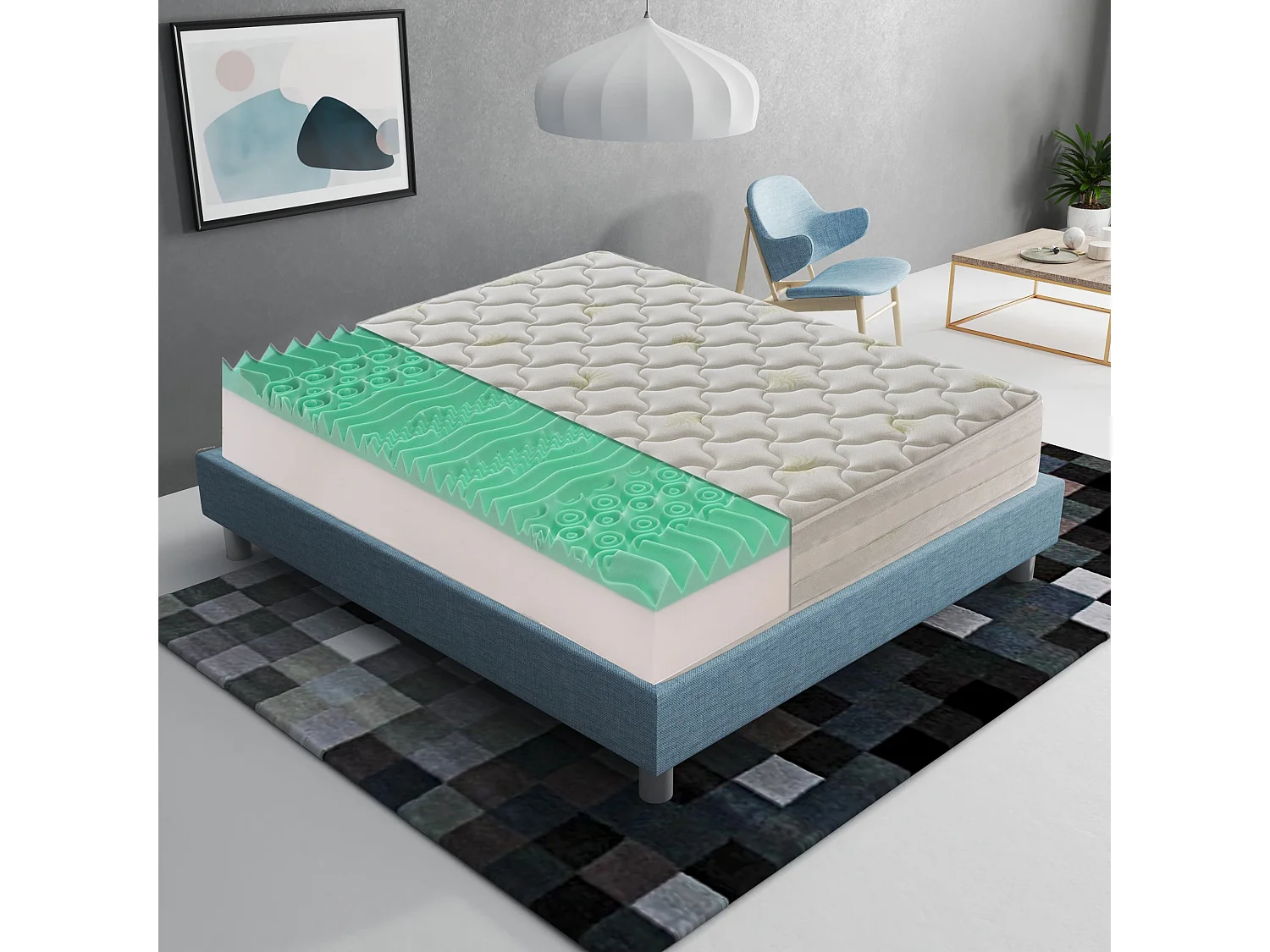Materac piankowy 160x190 cm - Pianka memory - Grubość 25 cm - Model Roma 4378818 - obrazek 1