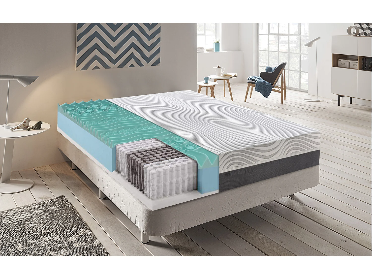 Materac kieszeniowy 200x200 cm - - Pianka memory - Grubość 20 cm - usuwalny 4378954 - obrazek 1