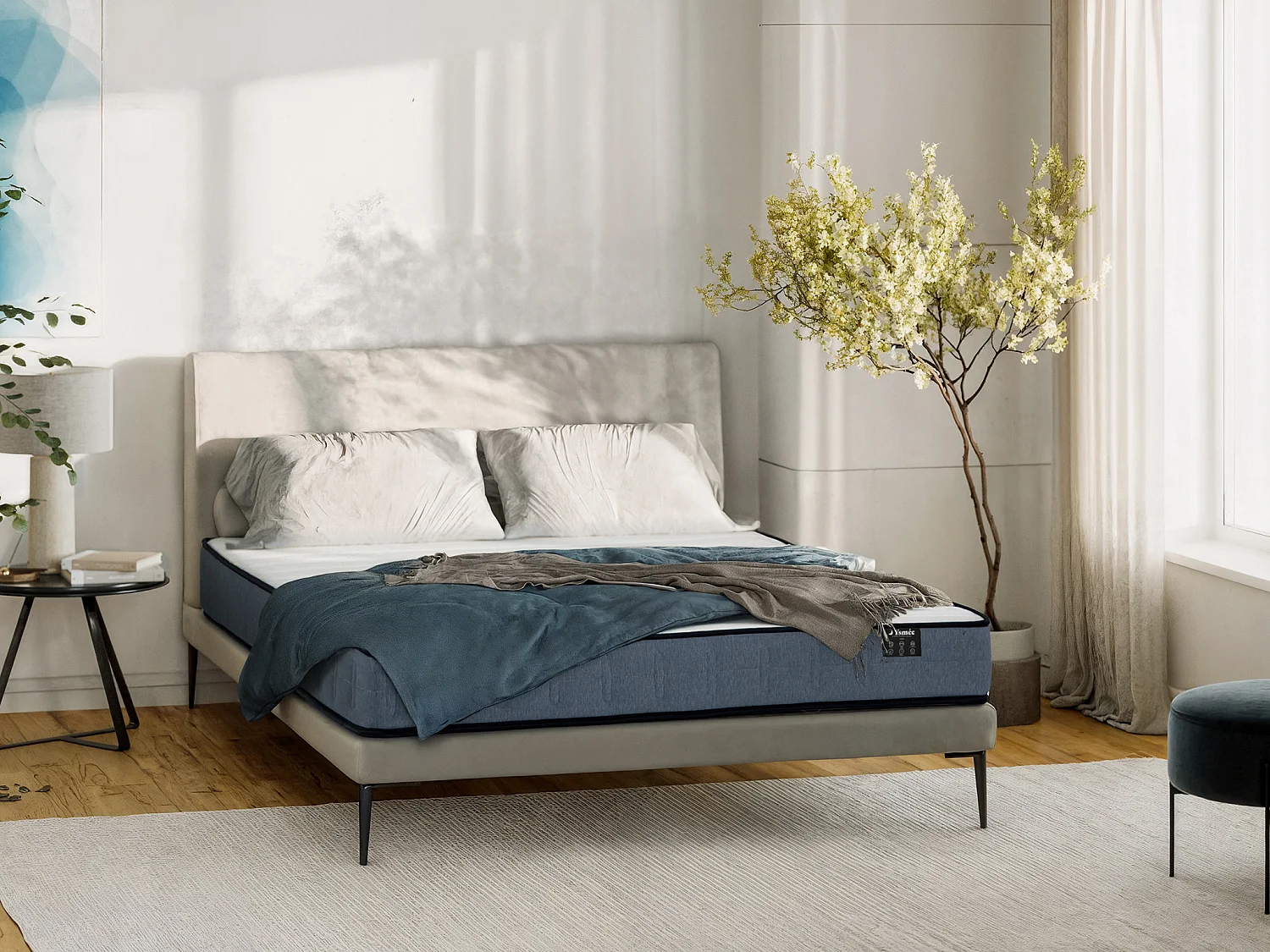 Materac z kieszeniowymi sprężynami 160 × 200 cm, grubość 19 cm – DAYNI marki YSMÉE 4075443 - obrazek 1