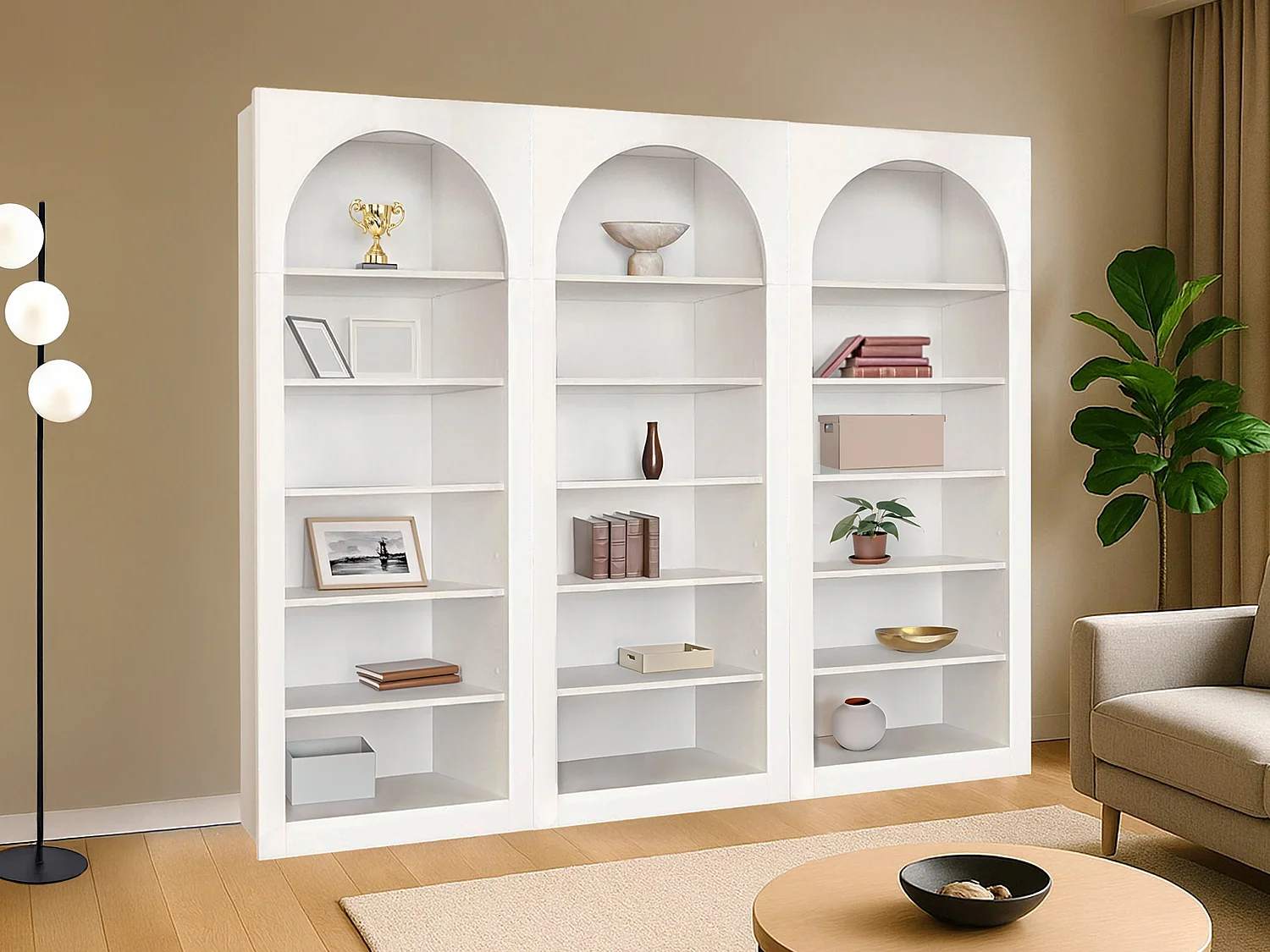 Zestaw 3 biblioteczek z 6 wnękami - Biały - CYMORA 4166289 - obrazek 1