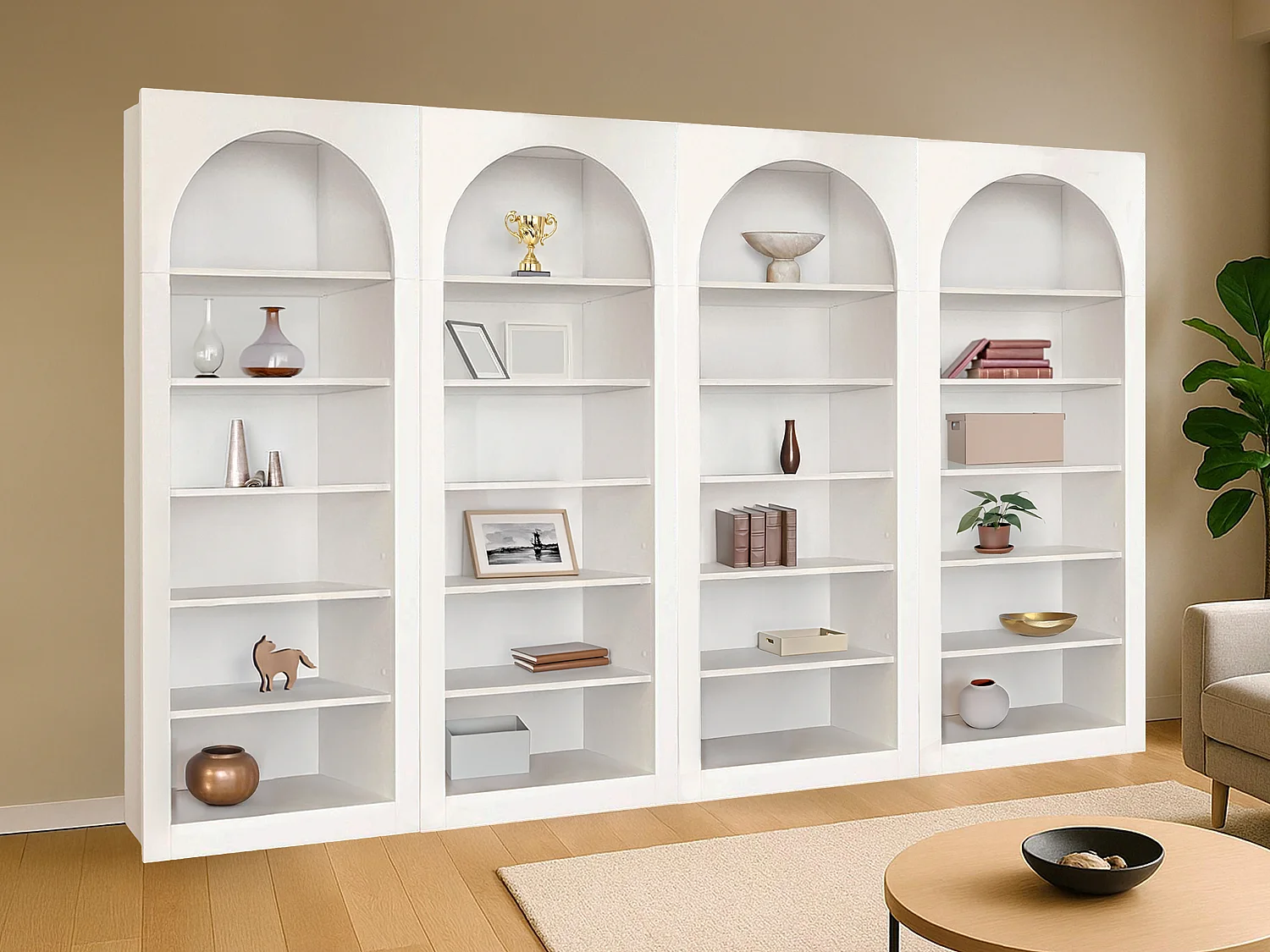 Zestaw 4 biblioteczek z 6 wnękami – Biały – CYMORA 4166290