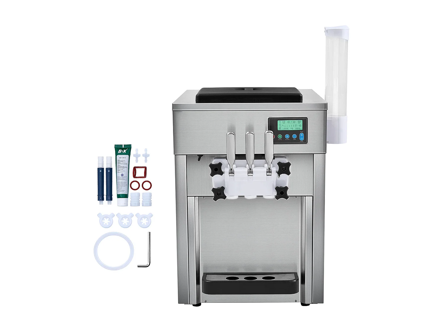 Maszyna do Lodów Miękkich SucceBuy, 20 L/h 1800 W 3 Smaki, Automatyczne Czyszczenie, do Kawiarnia Snack-Bar Restauracja Supermarket 4170319