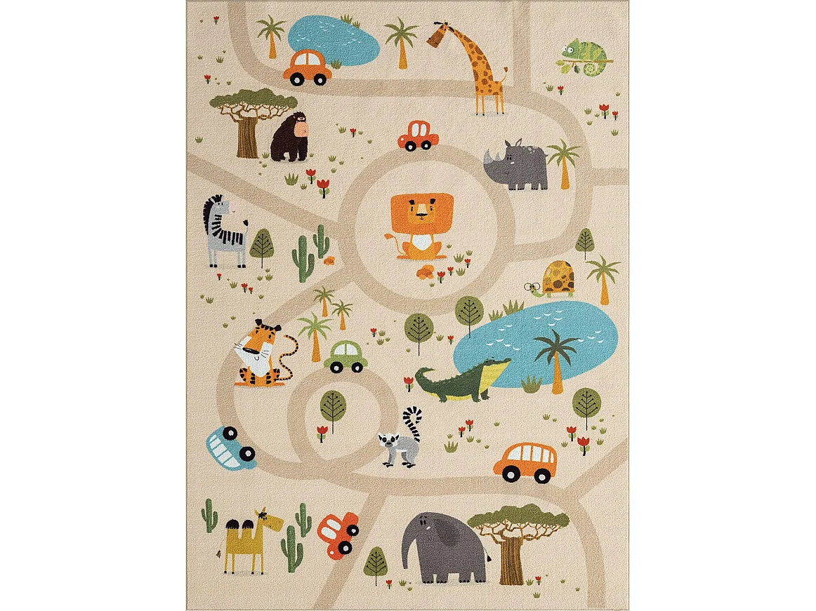 Dywan Happy Life Zabawa Safari - Beżowy - 160 cm Okrągły 4404662 - obrazek 1