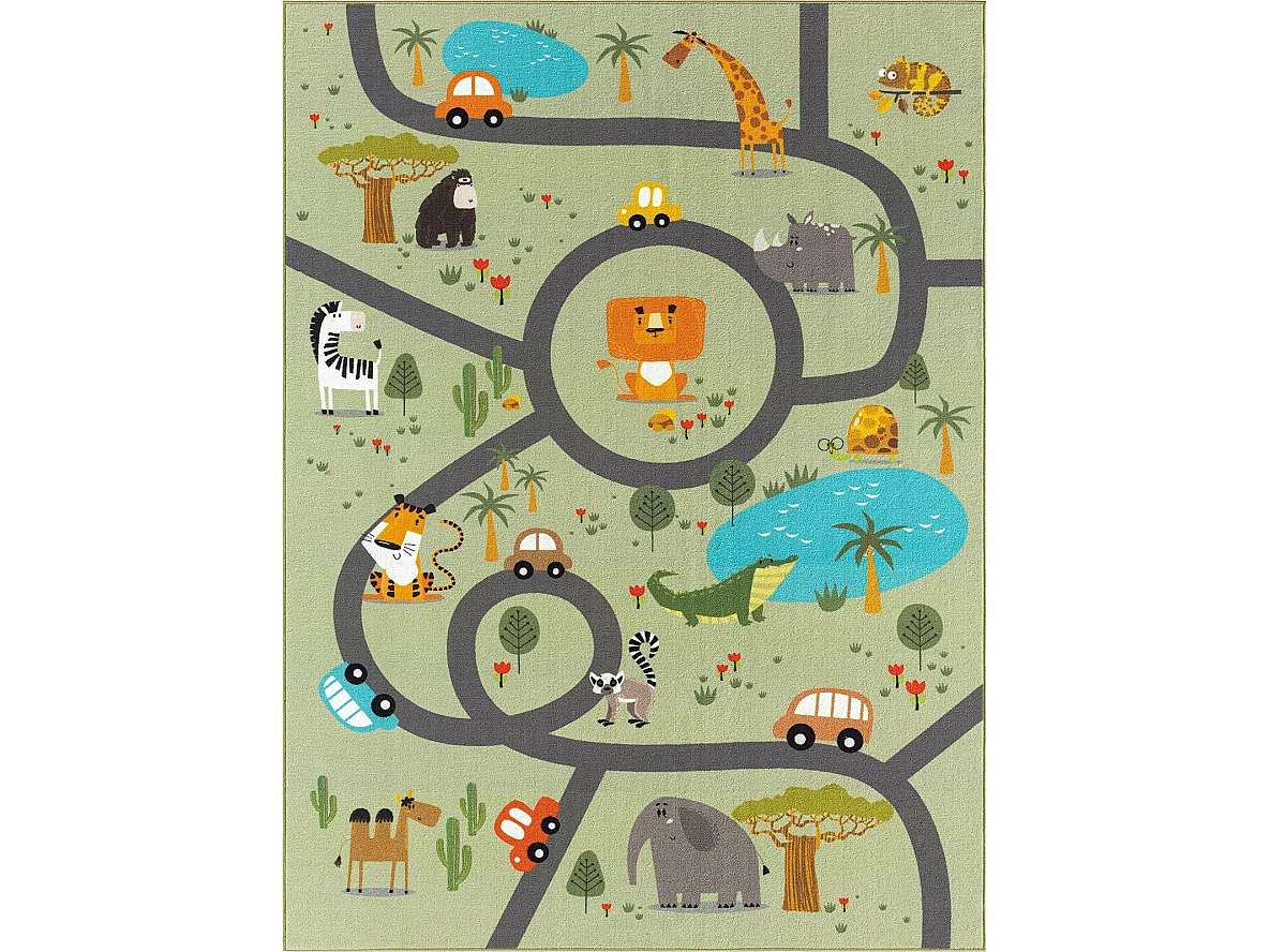 Dywan Happy Life Zabawa Safari - Zielony - 160 cm Okrągły 4404711 - obrazek 1