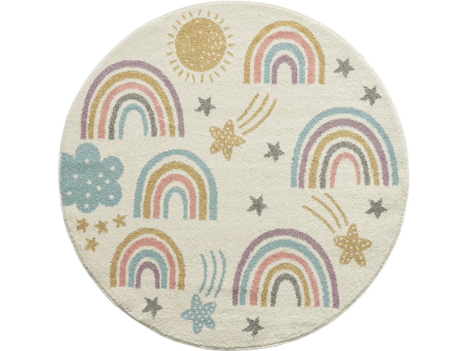 Dywan Beat Kids Nowoczesny MiękkDziecięcy - Kremowy - 120 cm Okrągły 4404722 - obrazek 1