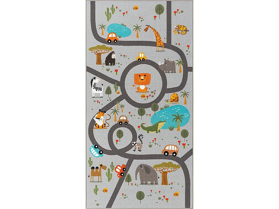 Dywan Happy Life Zabawa Safari - Szary - 160x220 cm 4404724 - obrazek 1