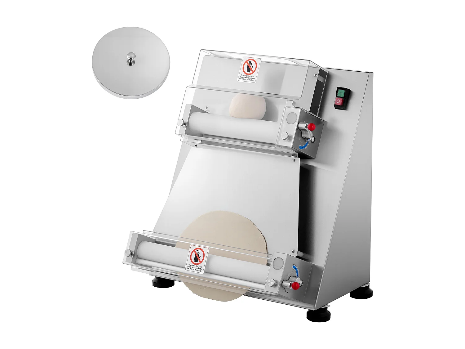 Maszynka do Pizzy SucceBuy, 7,6-40,6 cm, Komercyjna Elektryczna Prasa do Ciasta 390 W, 260 Arkuszy na Godzinę, Regulowana Grubość, z Pokrywą 4419509