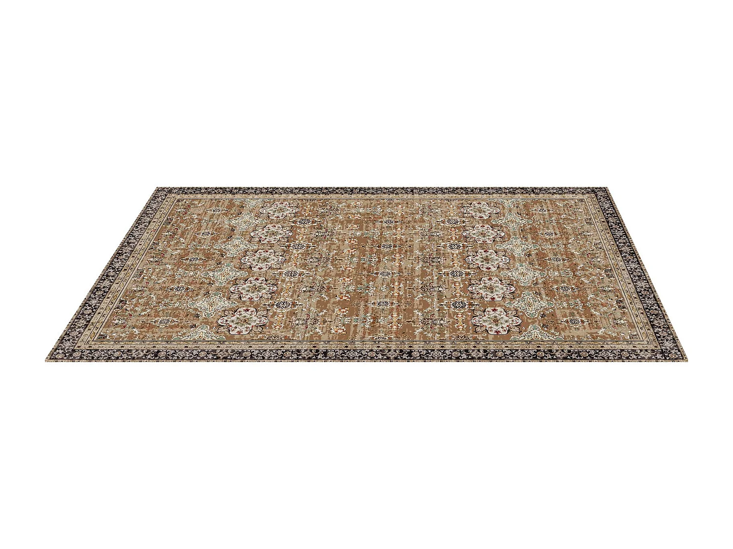Dywan do Salonu SucceBuy, 1,8 x 2,7 m, Duży Dywan do Sypialni, Zmywalny, Antypoślizgowy, Miękki i Wygodny, Styl Vintage, do Sypialni, Brązowy i Zielony 4419566 - obrazek 1