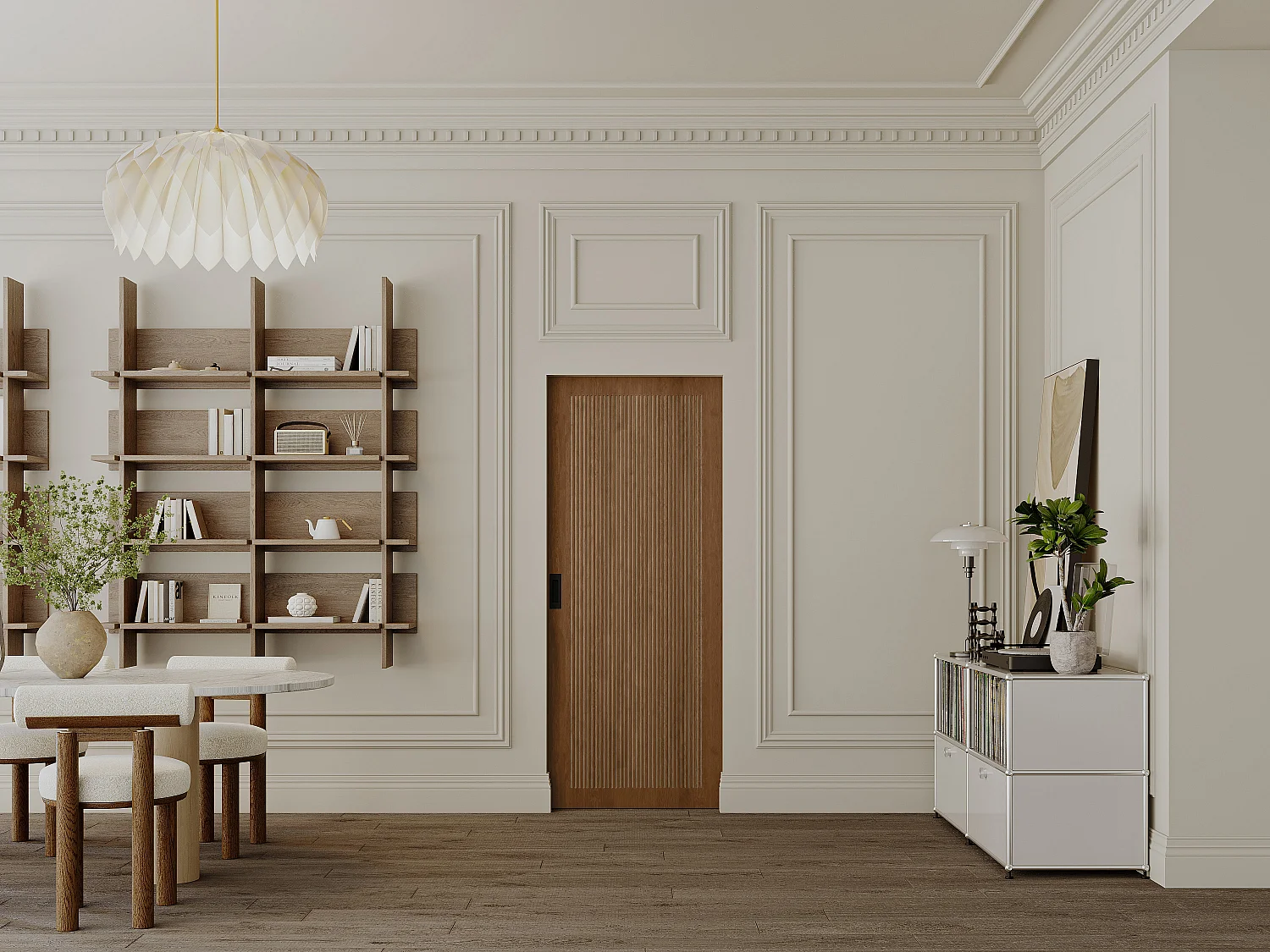 Drzwi przesuwne chowane w ścianie z MDF i drewna naturalny ciemny - wys. 205 x szer. 73 cm - SANDORA 3363466 - obrazek 1