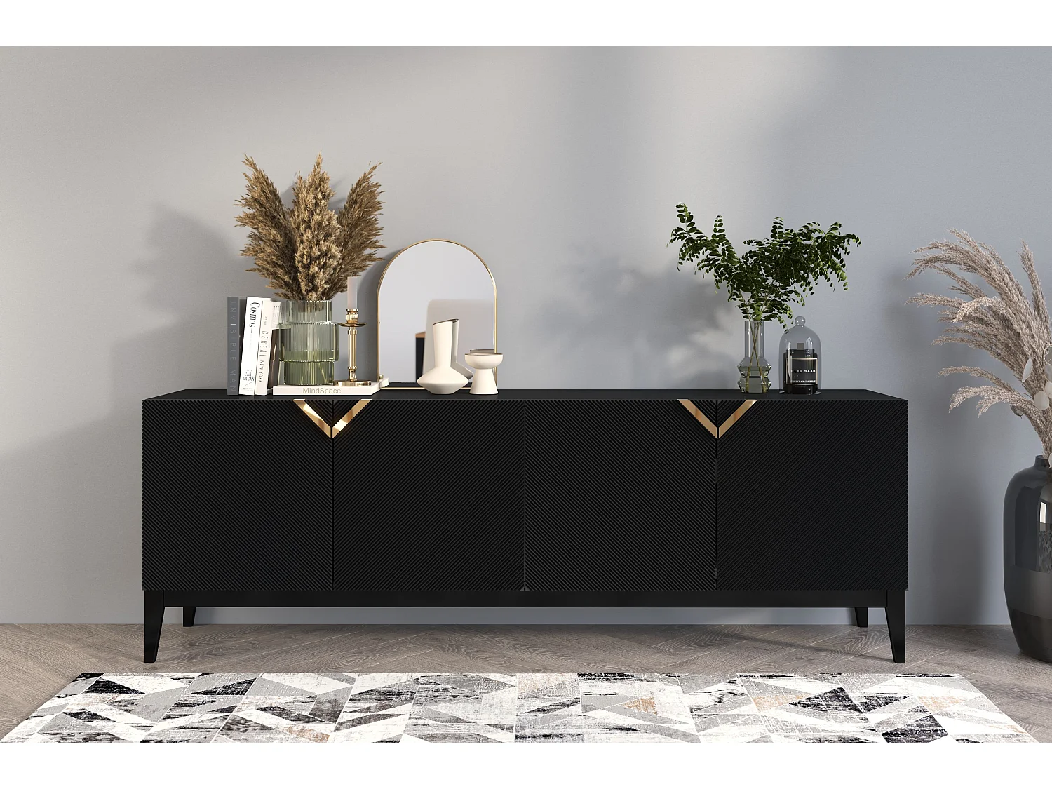 Drewniana komoda Visby DEMI LONG / kolor czarny 2741663 - obrazek 1