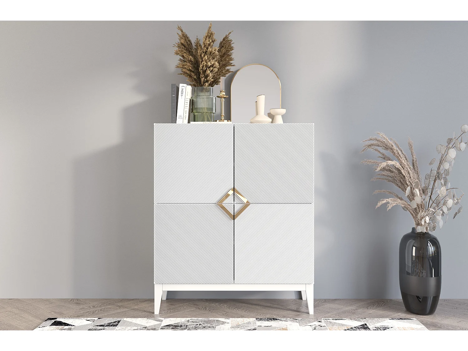 Drewniana komoda Visby DEMI HIGH / kolor biały + białe nogi 2741747 - obrazek 1