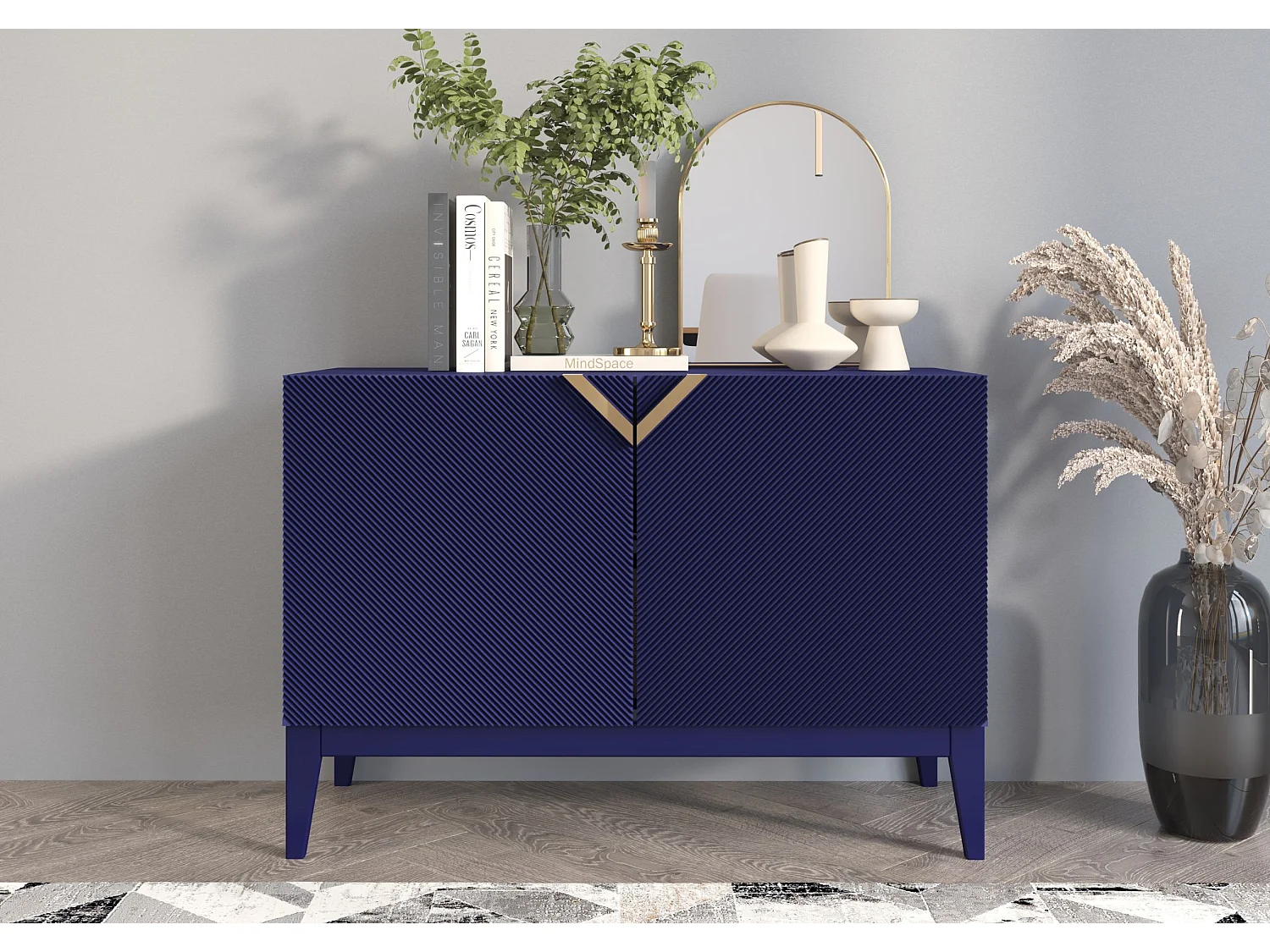 Drewniana komoda Visby DEMI LONG 2D / kolor granat 3508182 - obrazek 1