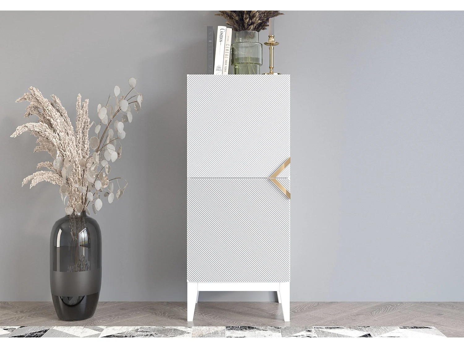 Drewniana komoda Visby DEMI HIGH 2D / biały + białe nogi 3508170 - obrazek 1