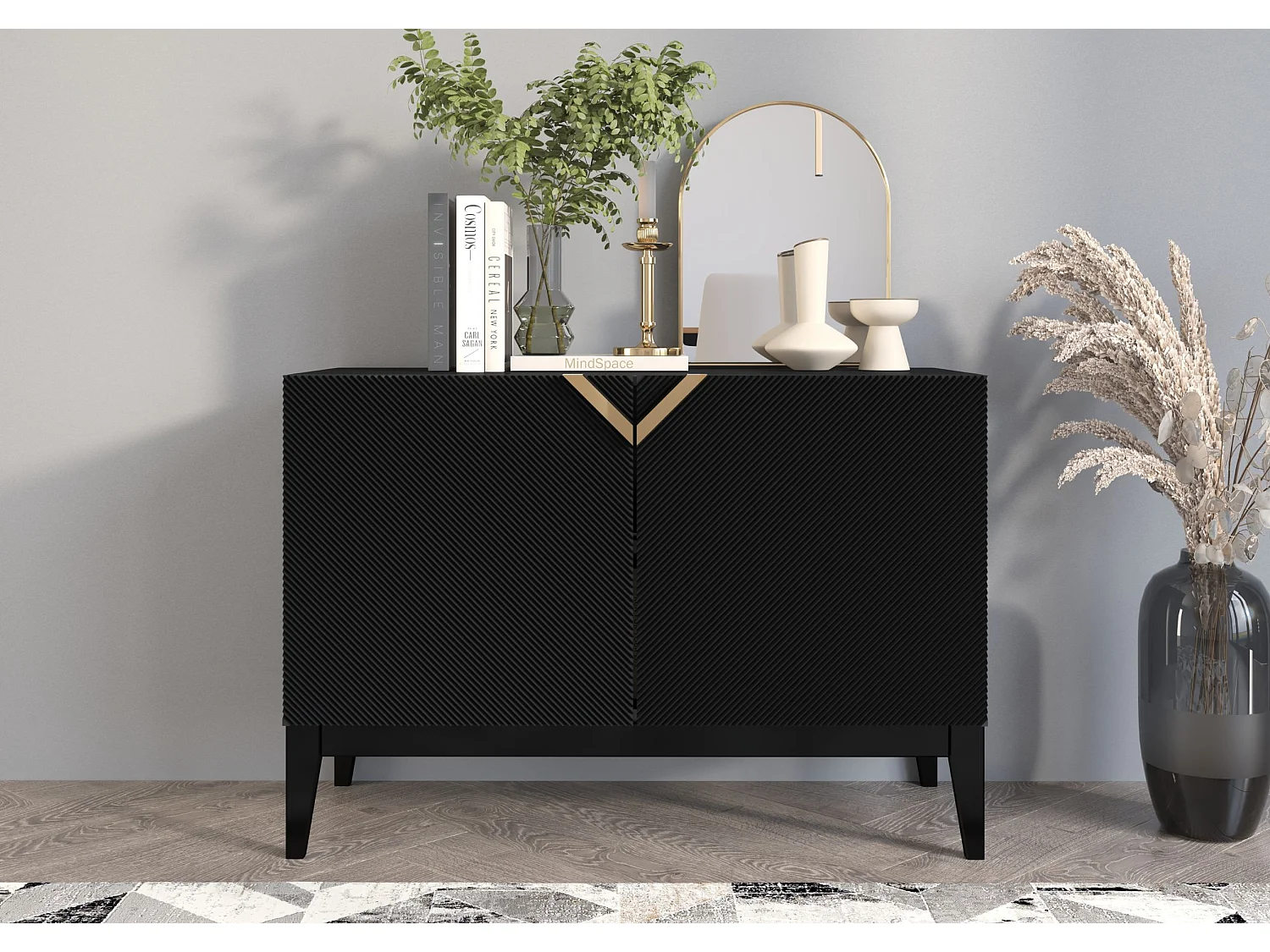 Drewniana komoda Visby DEMI LONG 2D / kolor czarny 3508185 - obrazek 1