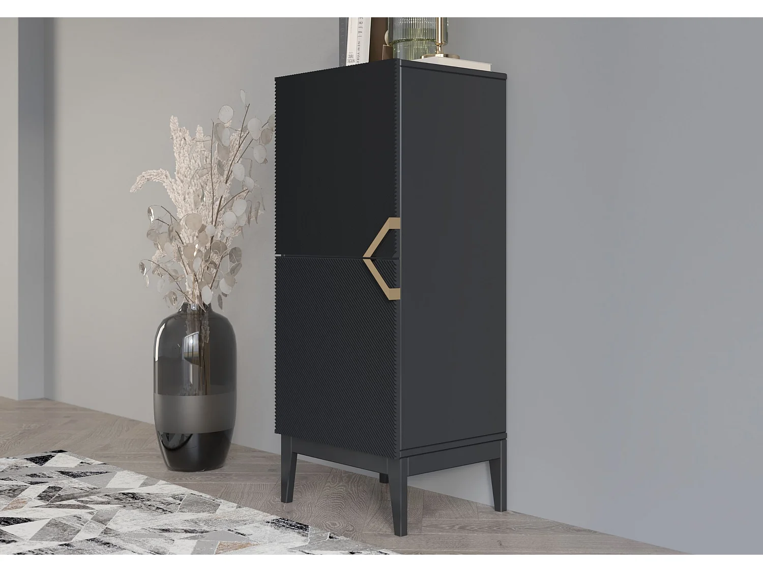 Drewniana komoda Visby DEMI HIGH 2D / kolor czarny 3508175 - obrazek 1