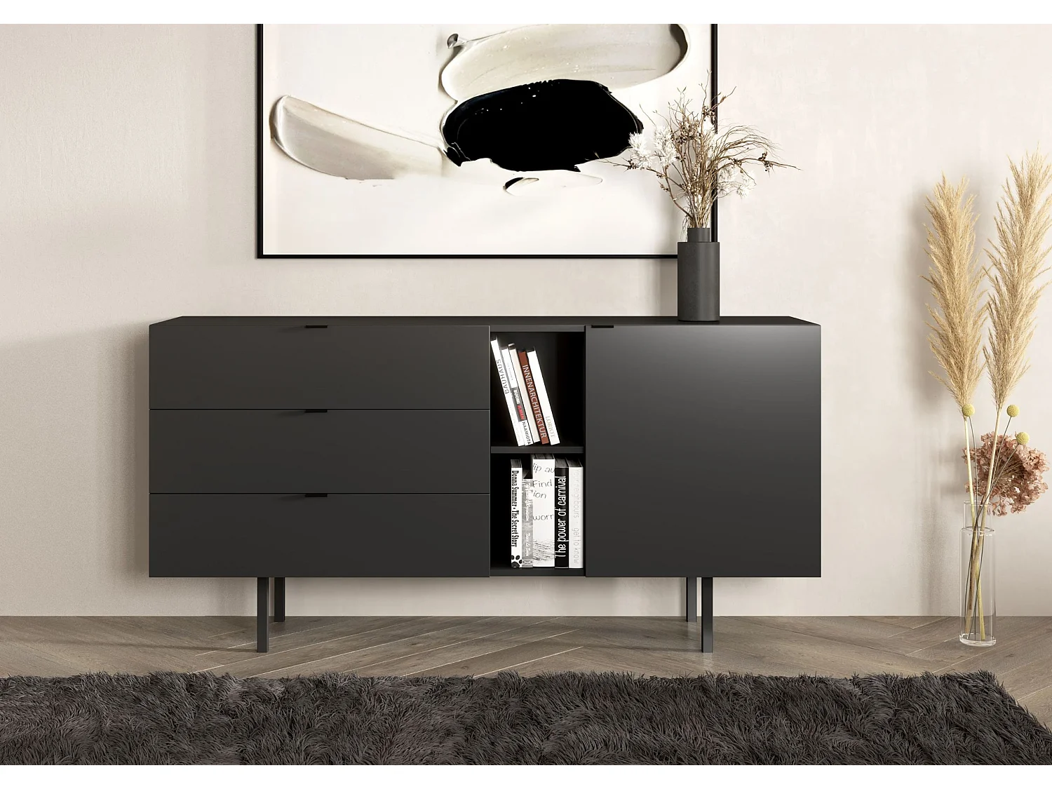 Czarna komoda z szufladami Skandica MYWAY / szer. 160 cm 2919385