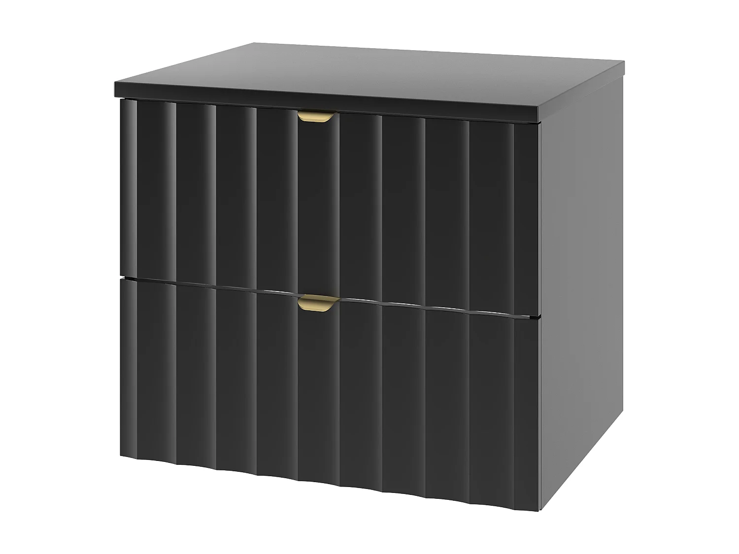 Czarny Zestaw Łazienkowy 60cm Szafka z Blatem Ryflowane Fronty Arcos 4580184 - obrazek 1