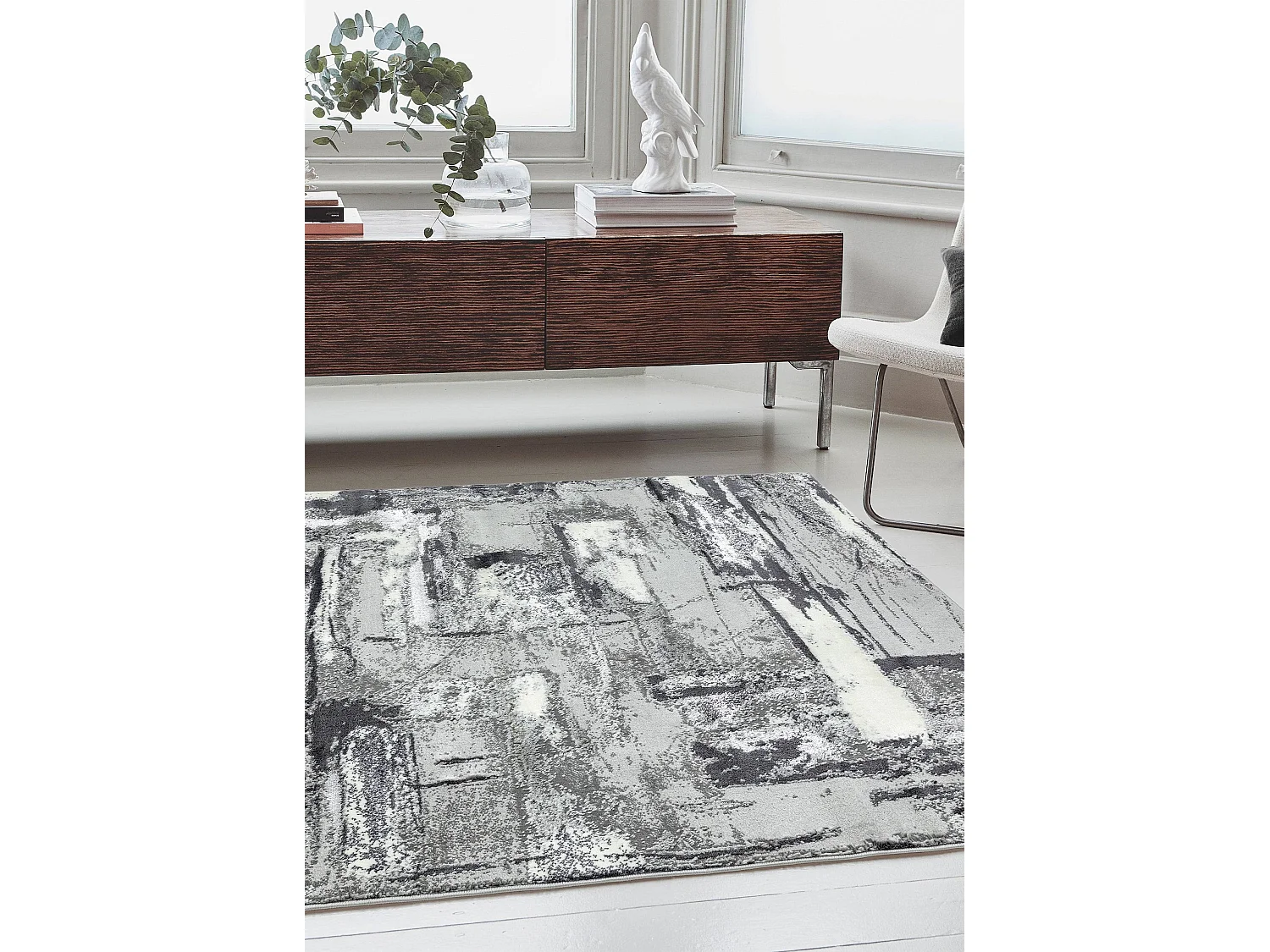 Dywan abstrakcyjny - 160x230cm - szary, biały, srebrny, czarny - Orion Décor 4580218 - obrazek 1