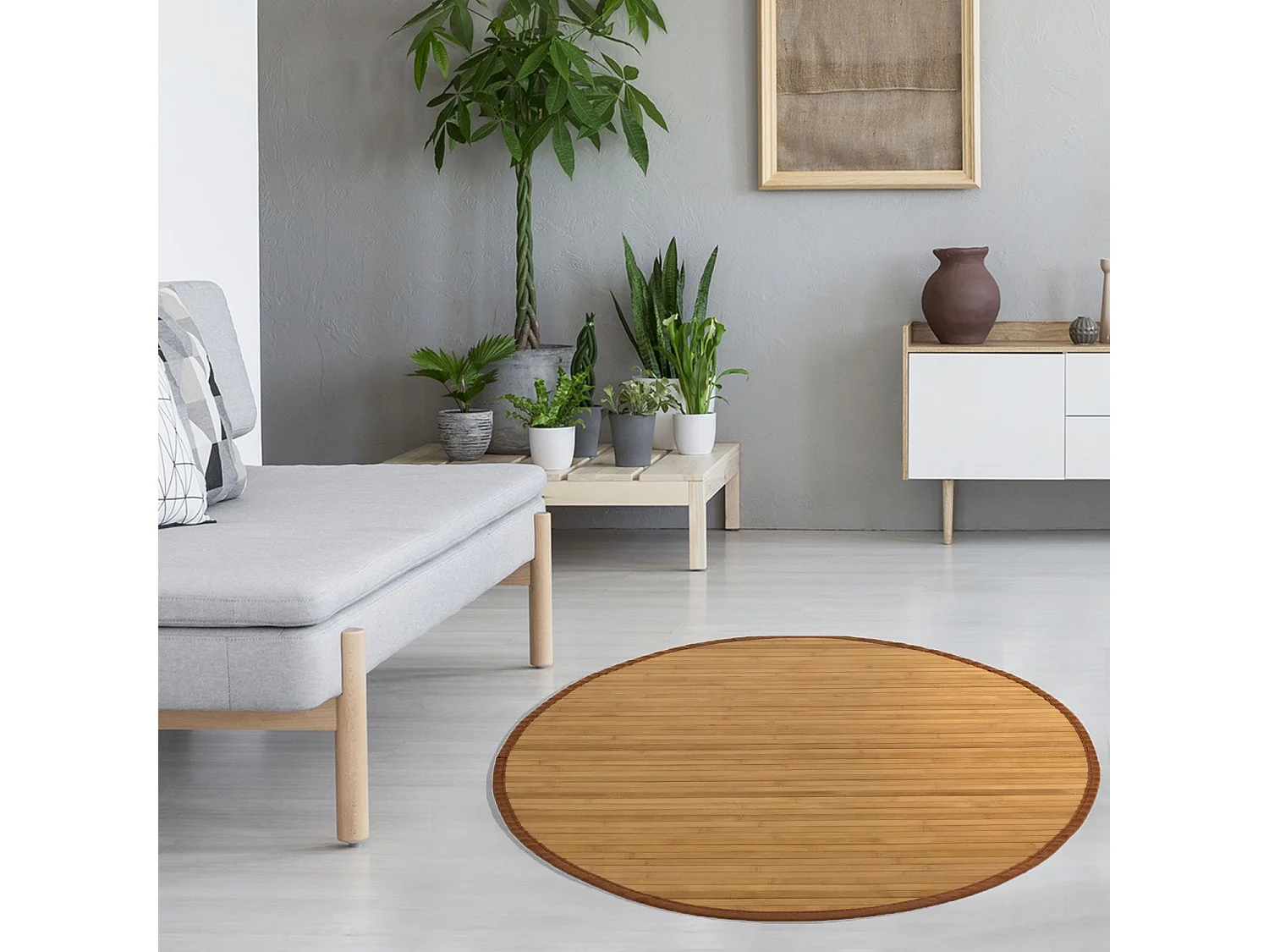 Dywan 120 cm Brązowy Dywan z bambusa 4640796 - obrazek 1