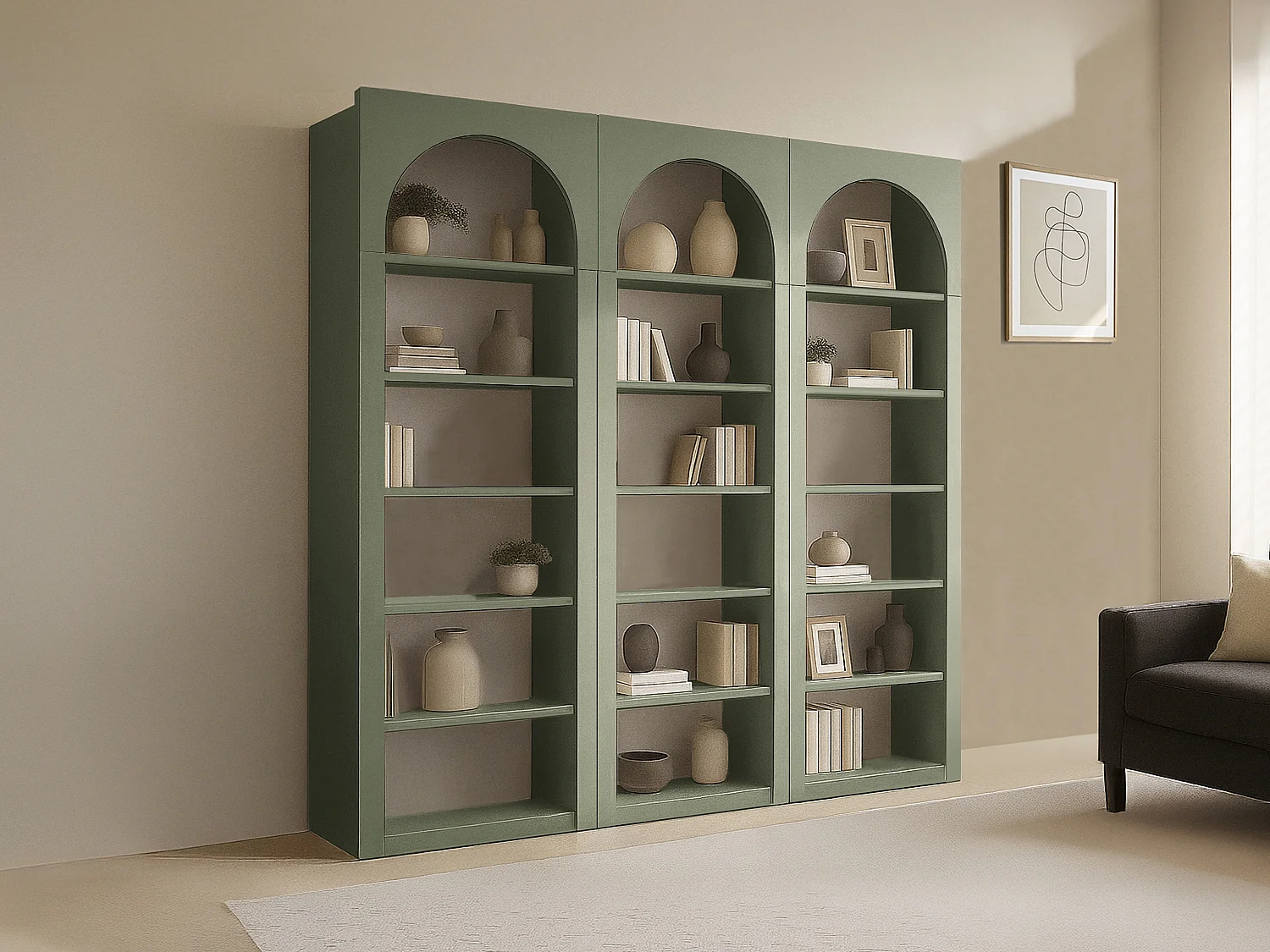 Zestaw 3 regałów z 6 przegródkami – Khaki – CYMORA 4766933