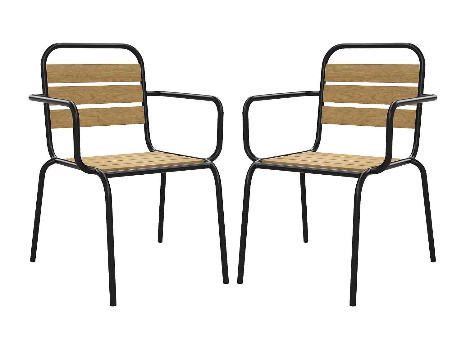 Zestaw 2 foteli ogrodowych sztaplowanych z polywoodu i metalu – Czarny – LYLIOS od MYLIA 4423361