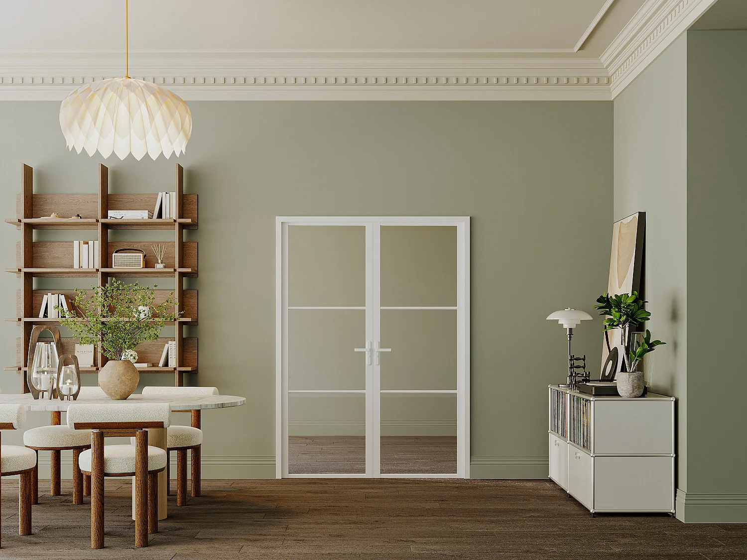 Odwracalne drzwi dwuskrzydłowe z aluminium i szkła hartowanego – 2 x Wys. 204 x Szer. 83 cm – Białe – MASERU 4793276