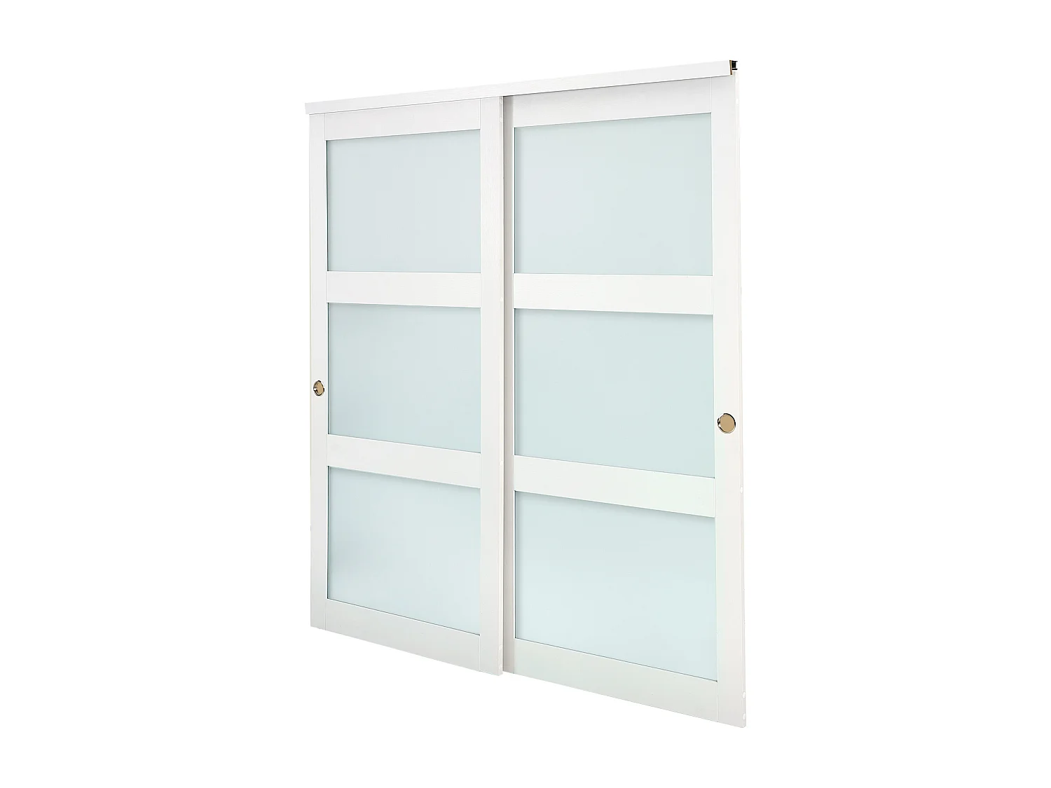 Drzwi Przesuwne SucceBuy do Szafy 182,9 x 203,2 cm, Podwójne Drzwi do Szaf w Szkle Matowym z 3 Panelami, z Kompletem Okuć i Szyną Podłogową 4807885 - obrazek 1