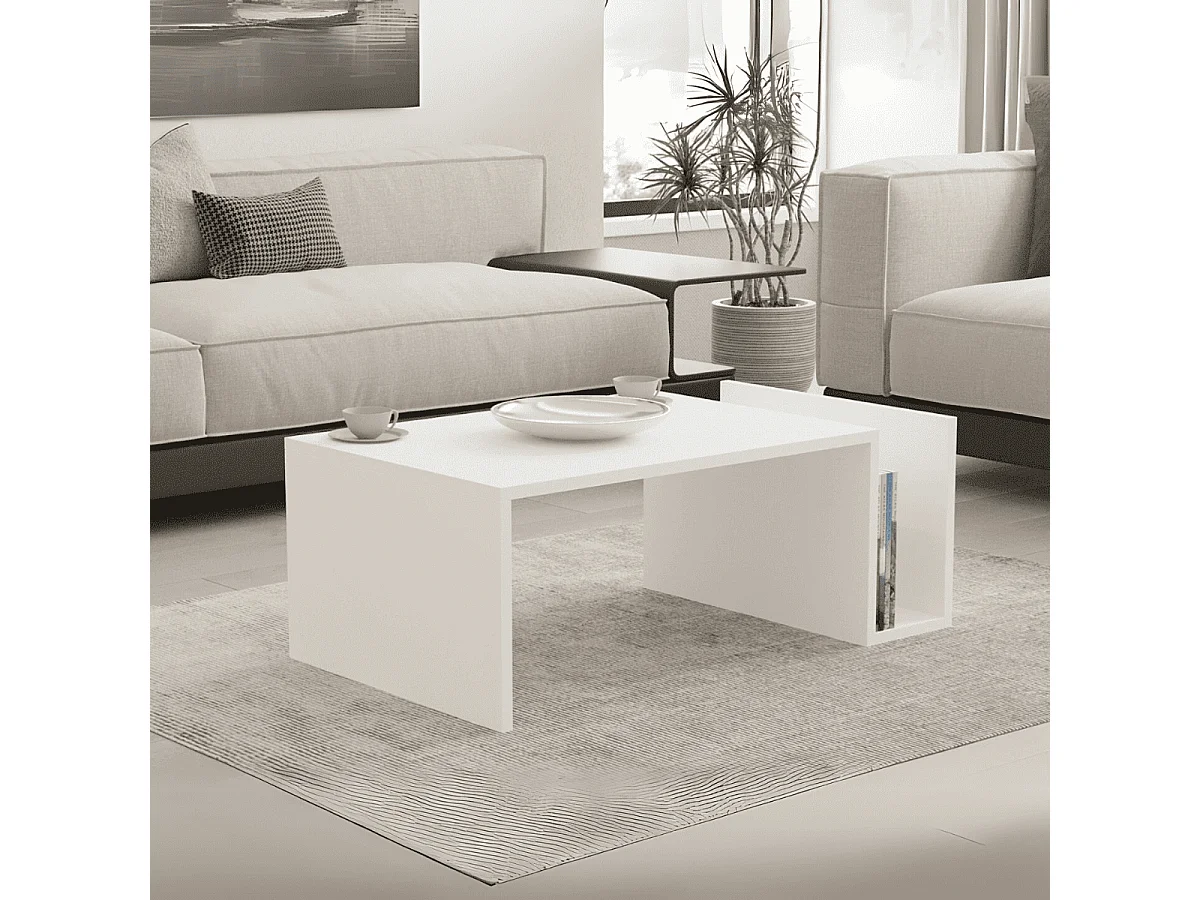 Drewniany stolik kawowy "Memo" - 50 x 86 x 32 cm - Biały 3871029 - obrazek 1