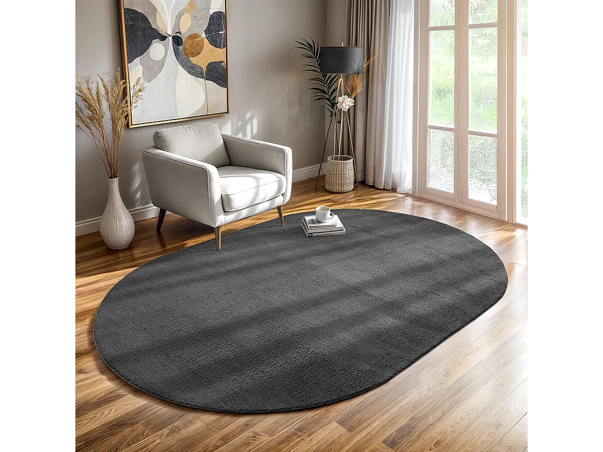 Dywan krótkim włosiem zmywalny antypoślizgowy - Antracyt - 140 x 200 cm - RELAX 4081183 - obrazek 1