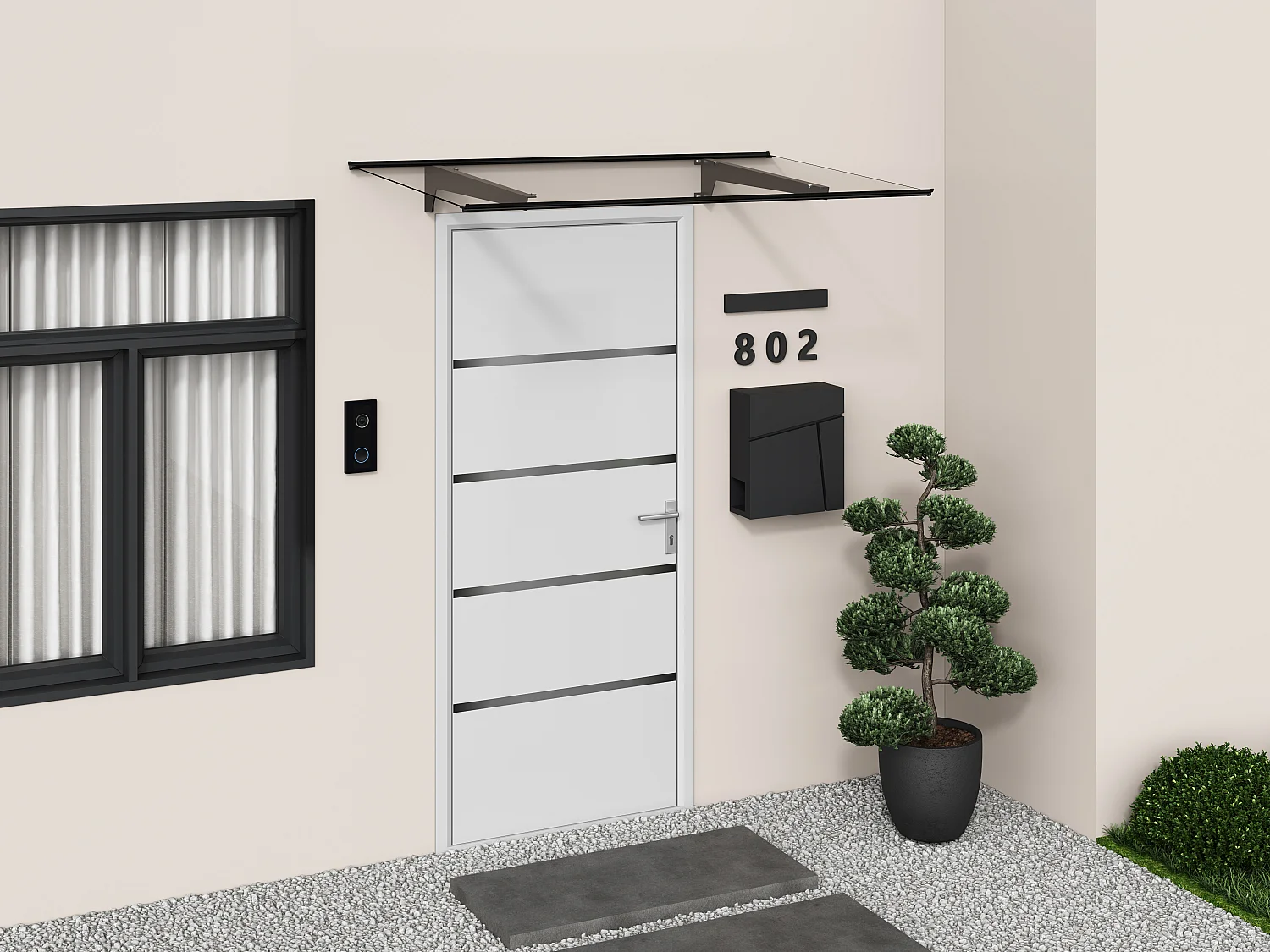 Daszek aluminiowa nad drzwi 150 x 90 cm pochyła – antracytowa – DALEPO 4361970