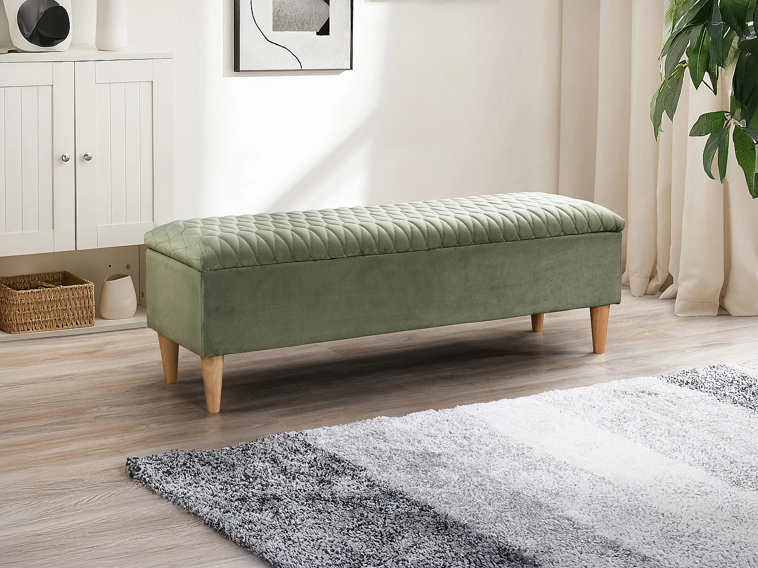 Lawa ze skrzynią – Tkanina welurowa – Oliwkowa zieleń – DANIELE 4170999