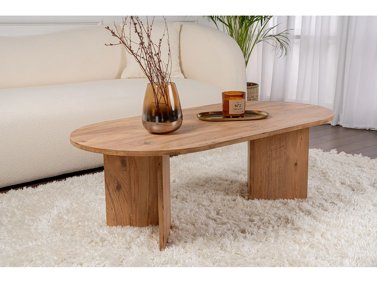 Drewniany stolik kawowy "Sand" - 60 x 119 x 40 cm - sosna atlantycka 4822926 - obrazek 1