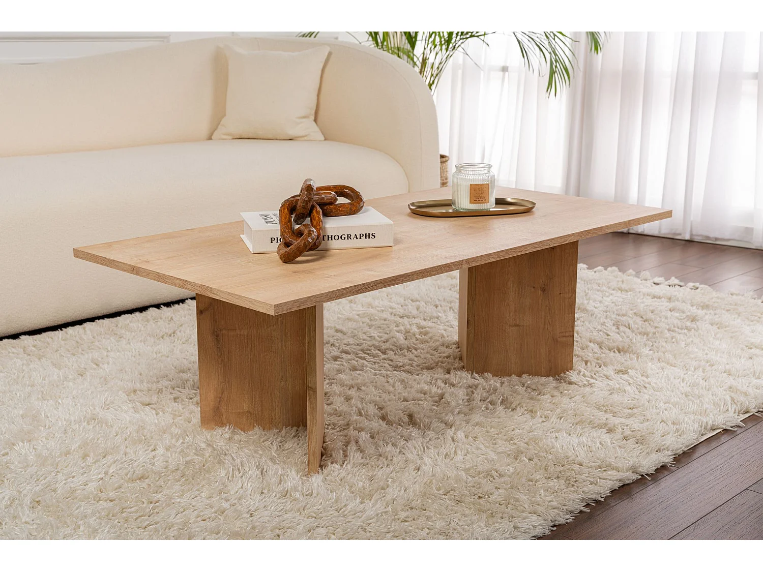 Drewniany stolik kawowy "Sabin" - 60 x 119 x 40 cm - Dąb Szafirowy 4822921 - obrazek 1