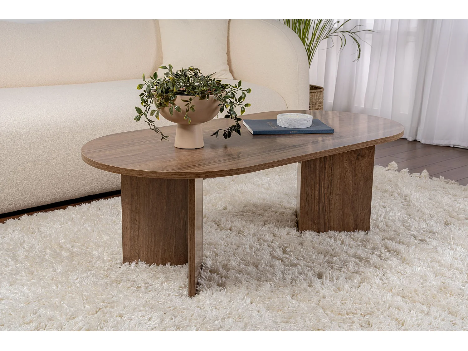 Drewniany stolik kawowy "Sand" - 60 x 119 x 40 cm - Orzech 4822905 - obrazek 1