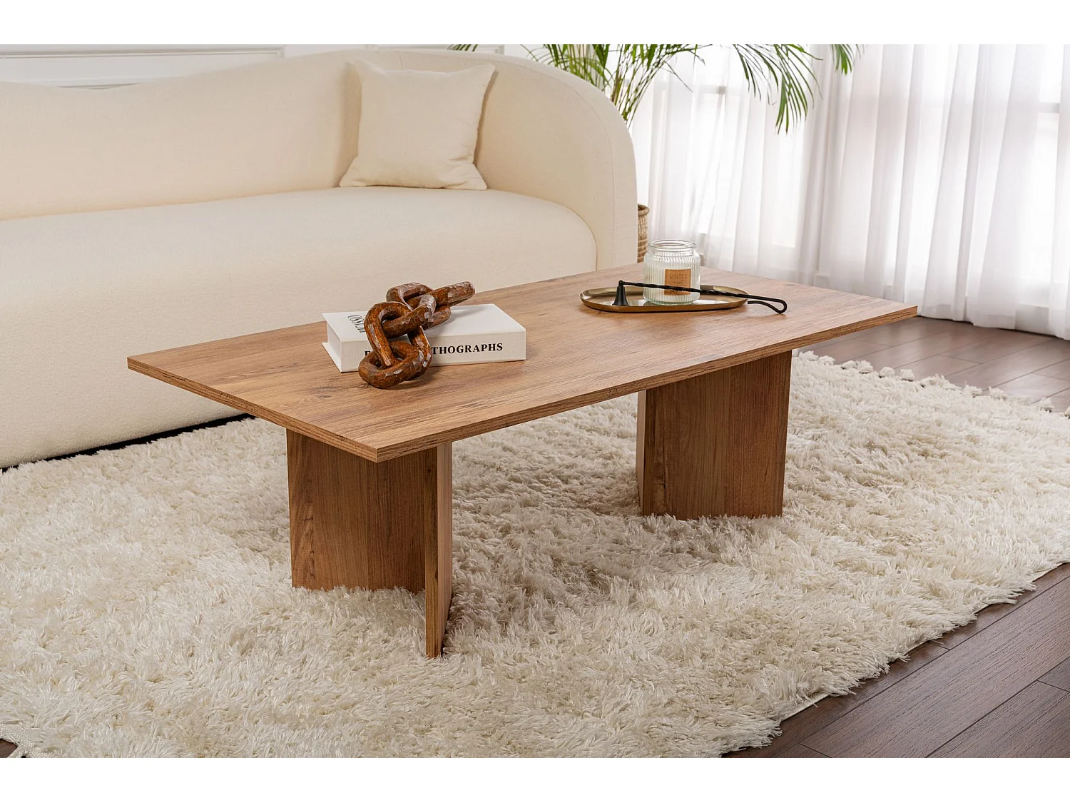 Drewniany stolik kawowy "Sabin" - 60 x 119 x 40 cm - sosna atlantycka 4822922 - obrazek 1