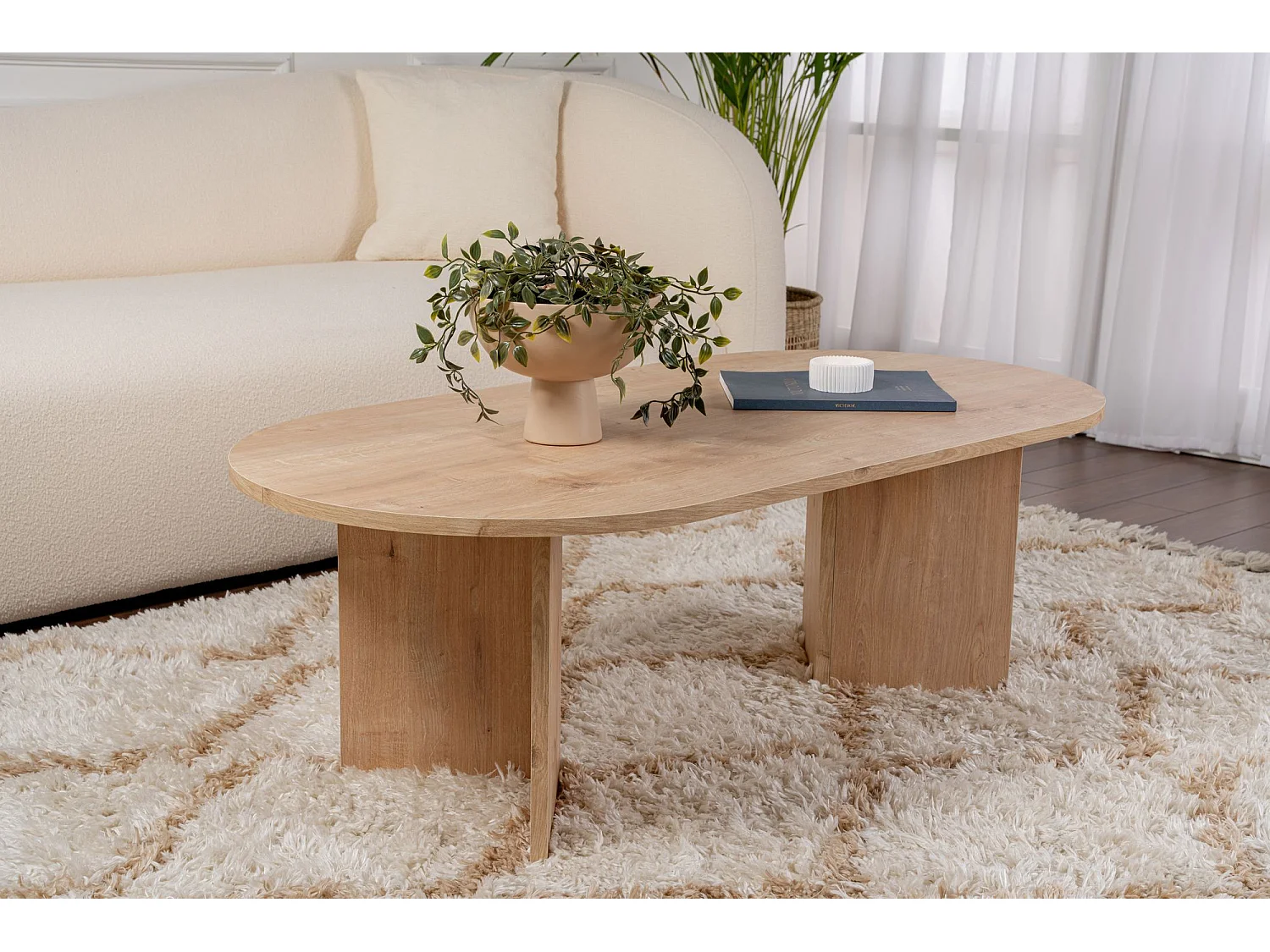 Drewniany stolik kawowy "Sand" - 60 x 119 x 40 cm - Dąb Szafirowy 4822910 - obrazek 1