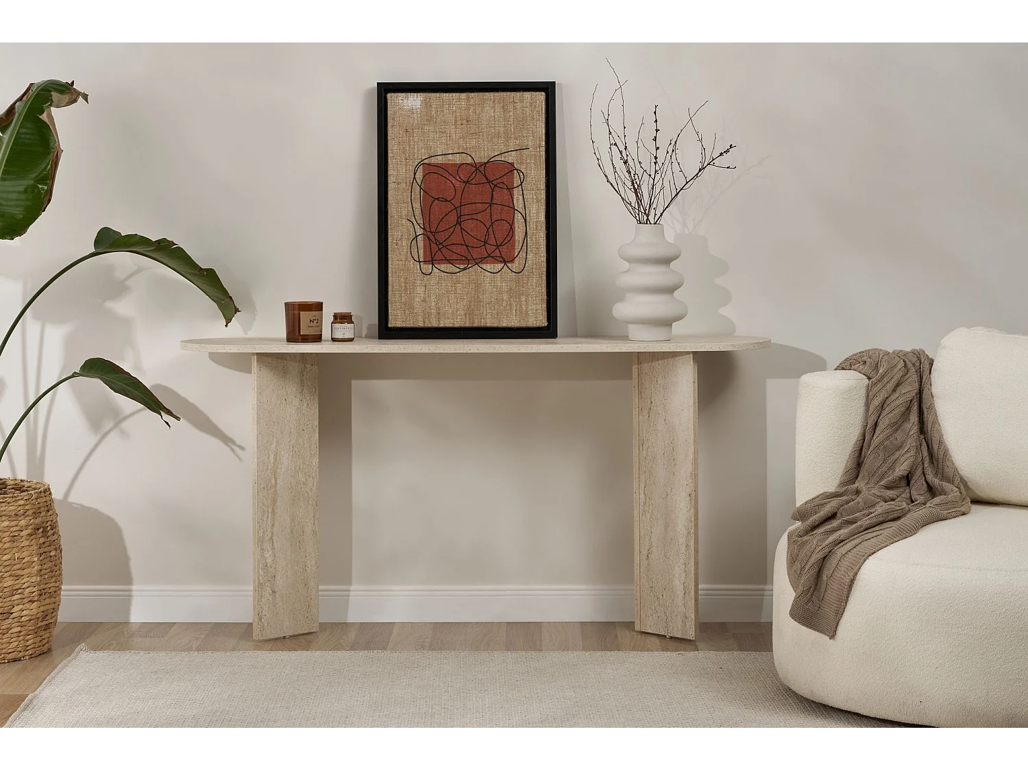 Drewniany kredens "Sira" - 35 x 150 x 75 cm - Trawertyn 4824175 - obrazek 1