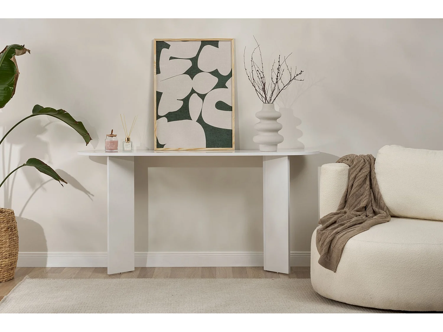 Drewniany kredens "Sira" - 35 x 150 x 75 cm - Biały 4824171 - obrazek 1