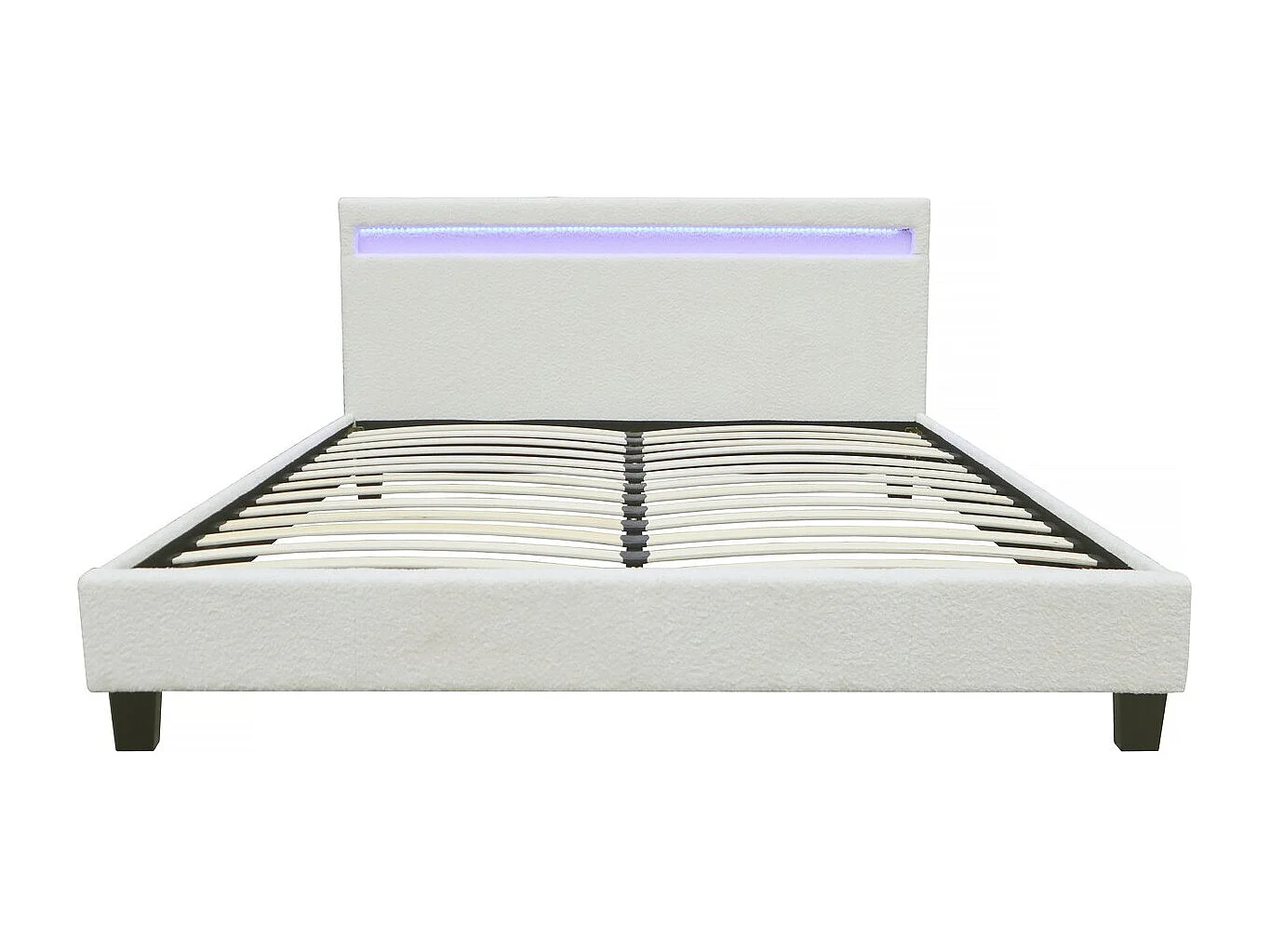 Łóżko z kręconej tkaniny „Maria” z LED 140x190cm – Kremowe 1535285