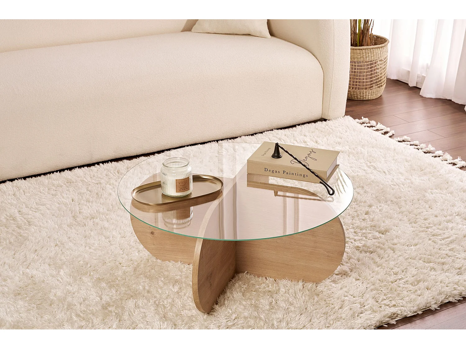 Drewniany stolik kawowy "Aeris" - 75 x 75 x 35 cm - SaphirTransparent Oak 4831538 - obrazek 1
