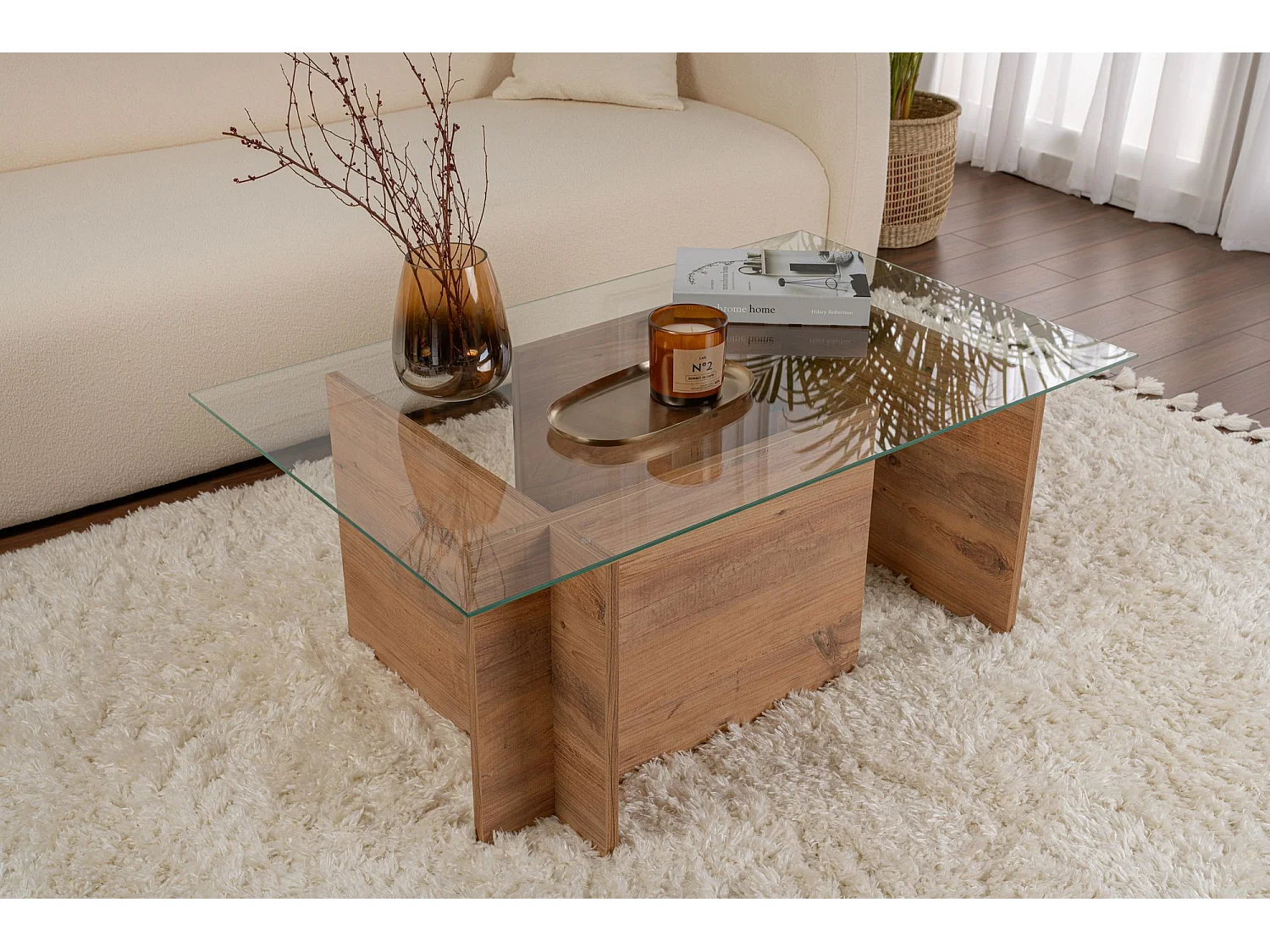 Drewniany stolik kawowy "Vetrino" - 105 x 65 x 40 cm - sosna atlantycka 4831593 - obrazek 1