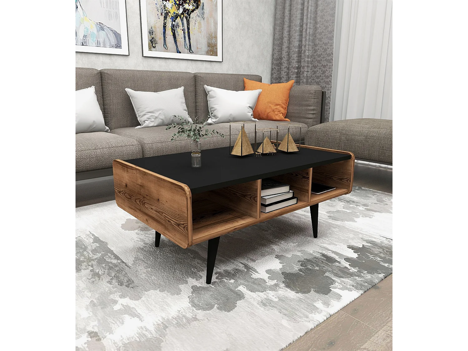 Drewniany stolik kawowy "Line" - 90 x 56 x 40 cm - Jasny orzech 4832899 - obrazek 1