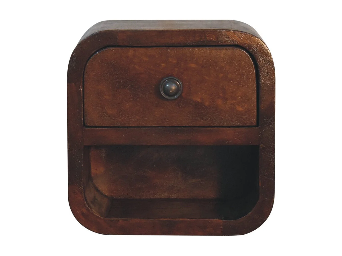 Szafka nocna Extra Mini z klonu Artisan Furniture z otwartą półką, 1 szuflada, ciemnobrązowa 3749755 - obrazek 1