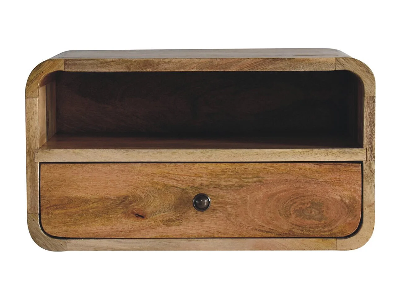 Półka wisząca Large Oak-ish, wygięta, Artisan Furniture, 1 szuflada, 1 otwarta półka górna, brązowa 3749771 - obrazek 1