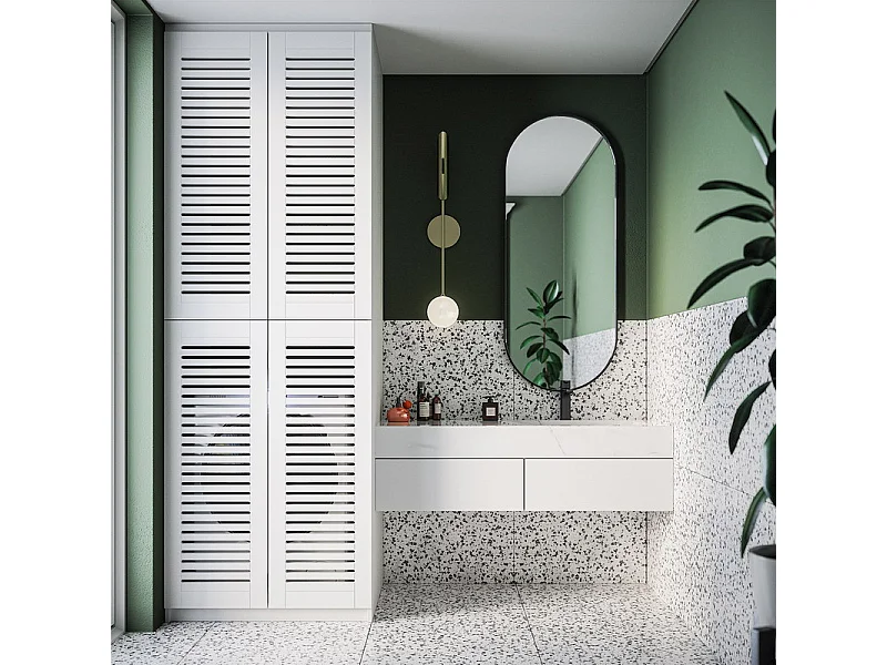 Drzwiczki ażurowe MDF lakierowany białe 140,6 x 59,4 cm KOLM 4843273 - obrazek 1