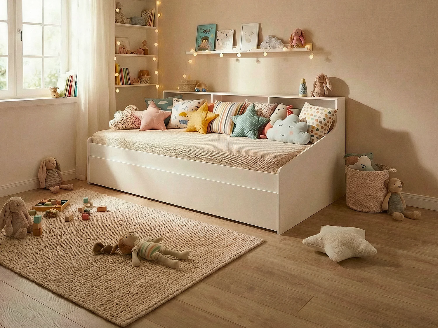 Łóżko 90 x 200 cm z miejscem do przechowywania – Białe – LUNOVICA 4520841